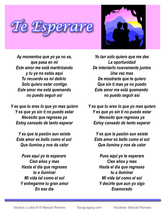 Te Esperare Romantic Song With Spanish Lyrics By Manuel Romero