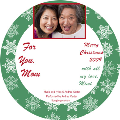 Custom Christmas song for Mom - Sample CD label