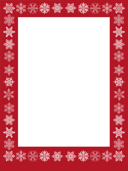 Lyric sheet for personalized song for Christmas gift, snowflakes on red border