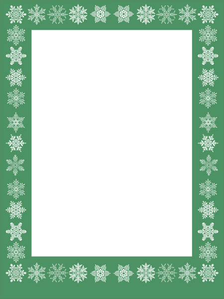 Lyric sheet for personalized song for Christmas gift for the person who has everything, snowflakes on green border