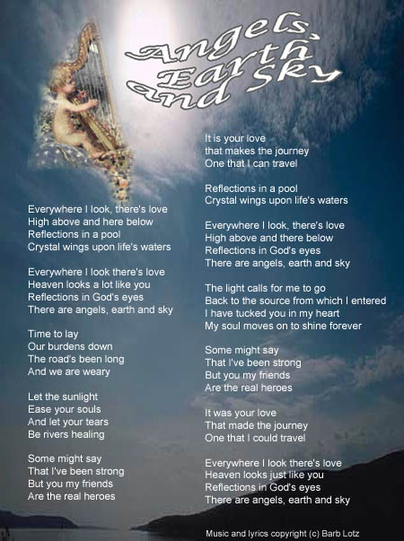 Lyrics to memorial song Angels, Earth and Sky