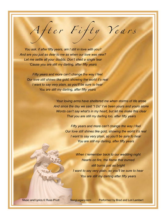 Lyric Sheet for Fiftieth Anniversary Song
